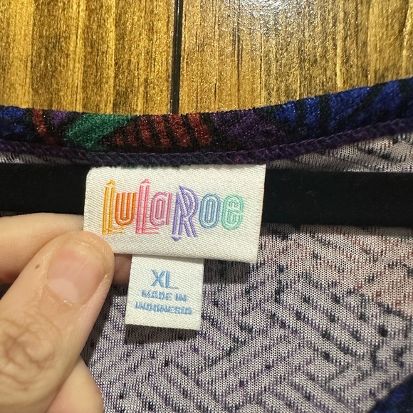 LuLaRoe Pink and Green Fit and Flare-NICOLE-Midi Dress - Picture 4 of 5